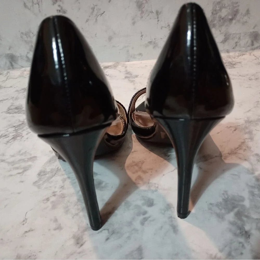 Qupid Shiny Black High Heel Shoes Size 9